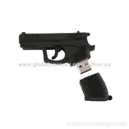 Bootable Gun-shaped USB Flash Drive for Gifts, Silica Gel Material, OEM/ODM Orders Welcomed